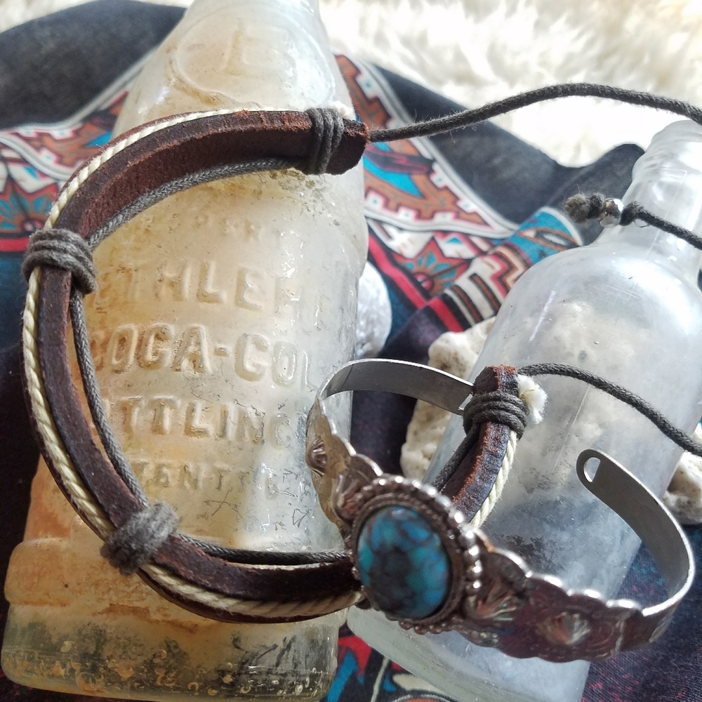 Western Style Leather Bracelets/ Cuffs